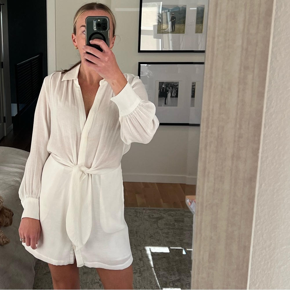 Brochu Walker Silk and Linen White Dress Size Small.